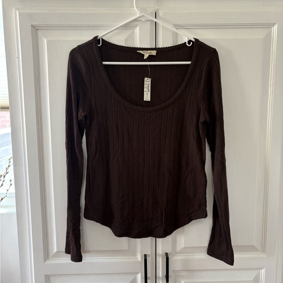 NWT Madewell Pointelle Long-Sleeve Scoopneck Tee - Picture 2 of 4
